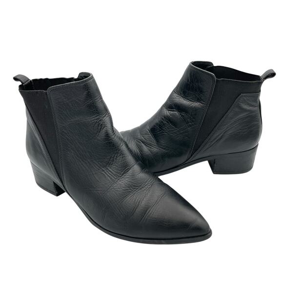 Marc Fisher Yale Black Pointed Toe Leather Heeled Chelsea Booties Ankle Boots - Picture 1 of 11